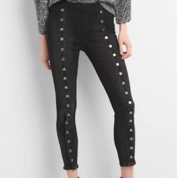 GAP 1969 Off-Colour Black Women’s Super High Rise  True Skinny Jeans Size 29 R - Picture 1 of 13